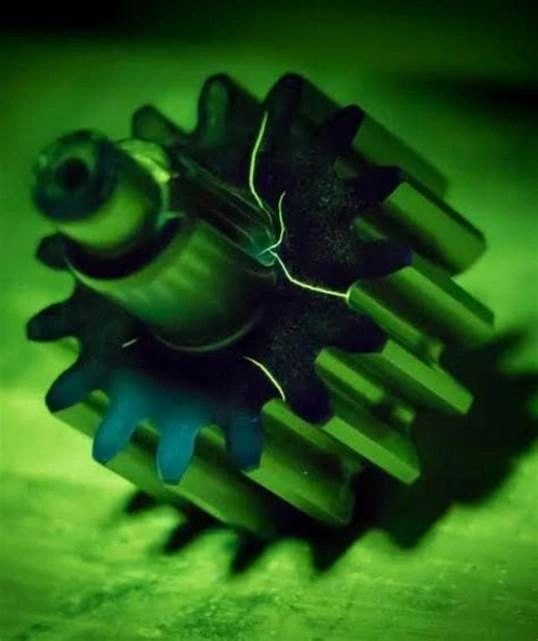 NDT inspection component with neon green lighting